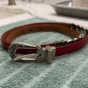 Brighton Red Belt with Ornate Silver Buckle